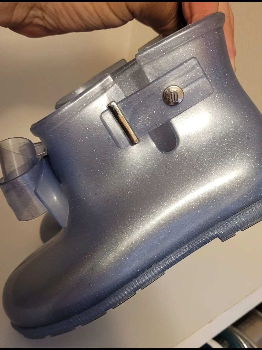 Mini Melissa Sparkle Light Blue Rain Boots with Bow Accent